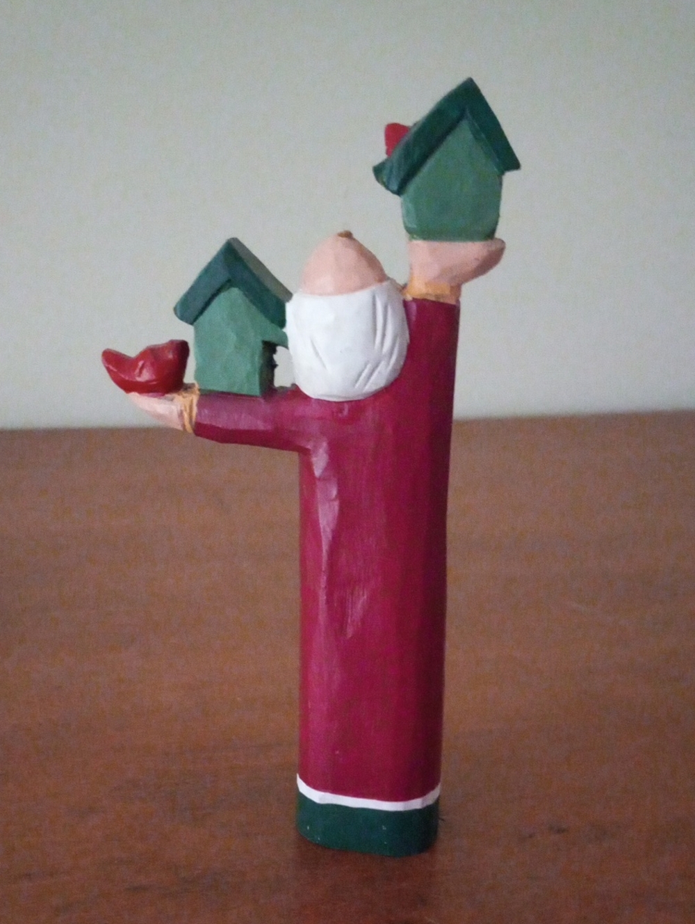 Midwest Cannon Falls Pencil Santa Figurine – Carved Wood Look with Birdhouses 6" - Picture 4 of 9